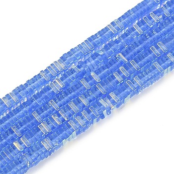 Electroplate Glass Beads Strands, Heishi Beads, Square, Cornflower Blue, 3x3x1mm, Hole: 0.9mm, about 210pcs/strand, 14.96~16.54''(38~42cm)