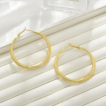 Brass Hoop Earrings for Women, Real 22K Gold Plated, 53x4.5mm