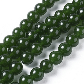 Natural White Jade Beads Strands, Dyed, Imitation Taiwan Jade, Round, 8mm, Hole: 1.2mm, about 47pcs/strand, 15.1 inch(38.5cm)