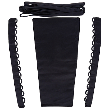 Women's Wedding Dress Zipper Replacement, Adjustable Fit Satin Corset Back Kit, Lace-up Formal Prom Dress, Black, Cloth: about 490x140~250x2mm, Eye Cloth: 480x46x3mm, Hole: 15mm, Cord: 380x16x2mm