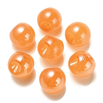 Opaque Acrylic Beads, Round, Top Drilled, Dark Orange, 19x19x19mm, Hole: 3mm