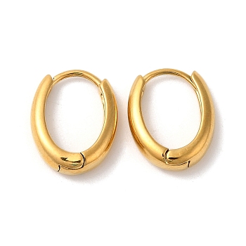 304 Stainless Steel Hoop Earrings, Oval, Real 18K Gold Plated, 15x11.5mm