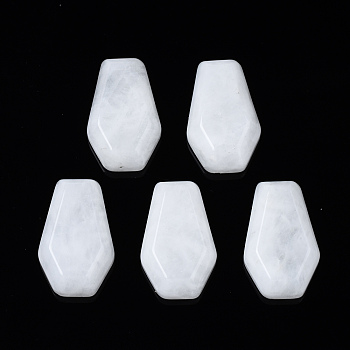 Natural White Jade Cabochons, Hexagon, 30x19x6~8mm