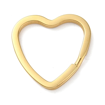 Ion Plating(IP) 304 Stainless Steel Keychain Clasps, Heart, Real 18K Gold Plated, 31x31x3mm, Inner Diameter: 23x25mm