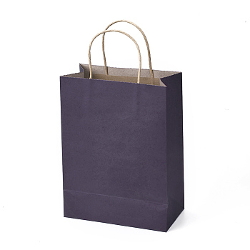 Pure Color Paper Bags, Gift Bags, Shopping Bags, with Handles, Rectangle, Prussian Blue, 28x21x11cm