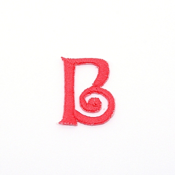 Computerized Embroidery Cloth Iron on/Sew on Patches, Costume Accessories, Appliques, Letter, Red, Letter.B, 25x19x1.4mm