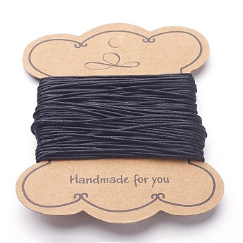 Jewelry DIY Findings Waxed Cotton Cord, Black, 1mm thick