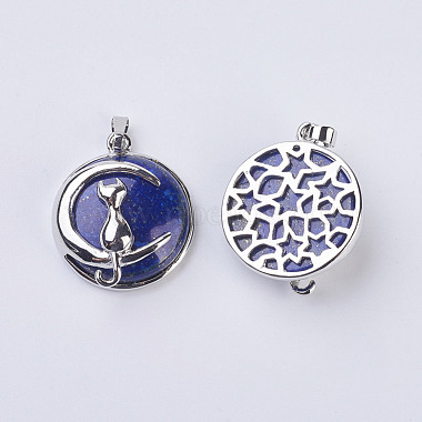 Natural Lapis Lazuli Kitten Pendants(G-K234-D15)-2