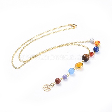 Universe Galaxy The Nine Planets Guardian Star Stone Necklaces(NJEW-JN02413-03)-1