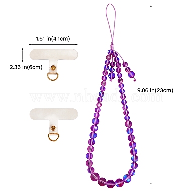 Round Synthetic Moonstone Beaded Mobile Straps(HJEW-SW00042-04)-2