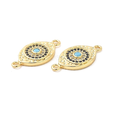 Rack Plating Brass Micro Pave Blue & Clear Cubic Zirconia Connector Charms(KK-D087-02G)-3