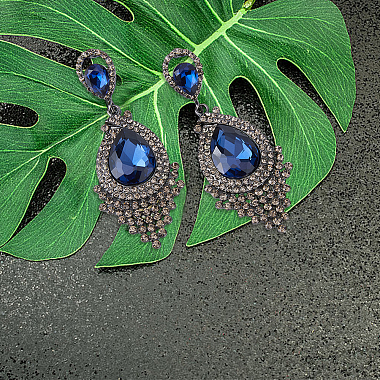 Fibloom 3 paires de boucles d'oreilles pendantes en verre de 3 couleurs en forme de larme(EJEW-FI0001-88)-7