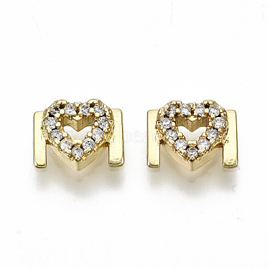 Real 16K Gold Plated Clear Heart Brass+Cubic Zirconia Cabochons