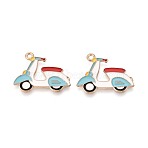 Alloy & Enamel Pendants, Motorbike Charms, Golden, Light Blue, 20x25x1mm, Hole: 1.6mm(ENAM-T021-62G)