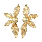 Alloy Stud Earrings for Women, Flower, Golden, 2.78 inch(7.05cm)(AL-CBA4777-03A)