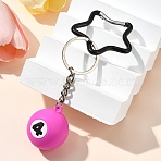 PVC Keychain, with Aluminum Alloy Clasp and Iron Rings, Medium Violet Red, 125mm(HJEW-YW00041-04)
