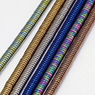 Electroplate Non-magnetic Synthetic Hematite Beads Strands, Heishi Beads, Flat Round/Disc, Grade A, Mixed Color, 2x1mm, Hole: 1mm, about 400pcs/strand, 16 inch(G-J164A-2mm-M)