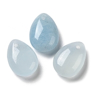 Natural Aquamarine Teardrop Charms, for Pendant Necklace Making, 14x10x6mm, Hole: 1mm(G-M410-01-03)