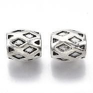 Tibetan Style Alloy European Beads, Large Hole Beads, Cadmium Free & Lead Free, Column with Rhombus, Antique Silver, 8.5x9.5mm, Hole: 4.5mm(X-TIBE-R317-048AS-LF)