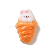 Opaque Resin Imitation Food Decoden Cabochons, Bunny Bread, Orange, 23x17x9mm(X-CRES-A058-01F)