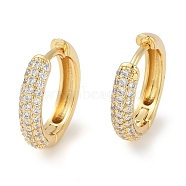 Rack Plating Ring Brass Micro Pave Cubic Zirconia Hoop Earrings, Long-Lasting Plated, Lead Free & Cadmium Free, Real 18K Gold Plated, Clear, 19x4mm(EJEW-Z059-12G-01)