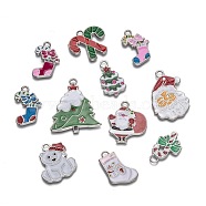 Alloy Enamel Pendants, for Christmas Day, Mixed Shapes, Mixed Color, 22~50x11.5~36x1.5~2mm, Hole: 2~4mm(ENAM-MSMC001-7)