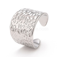 304 Stainless Steel Open Cuff Ring, Textured Wide Band Ring for Women, Stainless Steel Color, US Size 9(18.9mm)(RJEW-C025-27P)