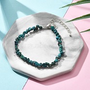 Natural Chrysocolla Chips Bracelets for Women, with Silver Alloy Lobster Claw Clasps & Iron Chains & Glass Seed, 6-7/8~7-3/8 inch(17.5~18.8cm)(BJEW-H623-01S-09)