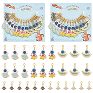 Spaceman Theme Pendant Stitch Markers, Alloy Enamel Crochet Lobster Clasp Charms, Locking Stitch Marker with Wine Glass Charm Ring, Mixed Shapes, Mixed Color, 2.6~4.6cm, 5 style, 3pcs/style, 15pcs/set(HJEW-AB00374)