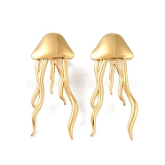 304 Stainless Steel Stud Earrings for Women, Jellyfish, Golden, 37.5x15mm(EJEW-Z047-01G)