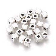 Tibetan Style Alloy Spacer Beads, Lead Free & Cadmium Free, Antique Silver Color, Cube, 4x4x4mm, Hole: 2mm(X-TIBEB-LFH10390Y-LF)
