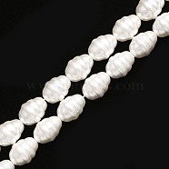 Shell Pearl Beads Strands, Polished, Oval, Snow, 16x12mm, Hole: 1mm, about 25pcs/strand, 15.75 inch(40cm)(PEAR-T005-02)