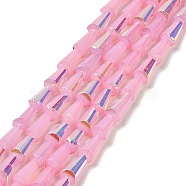 Baking Painted Glass Beads Strands, Imitation Opalite, Faceted, AB Color, Cone, Pink, 4x8mm, Hole: 0.8mm, about 68pcs/strand, 21.85~22.05''(55.5~56cm)(DGLA-D001-03D)