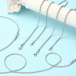 5Pcs 304 Stainless Steel Round Twist Rope Chain Necklaces Set for Men Women, Stainless Steel Color, 20 inch(50.8cm)(NJEW-YW0001-07)