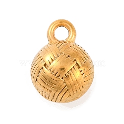 304 Stainless Steel Charms, Round Charm, Real 18K Gold Plated, 12x9mm, Hole: 2mm(STAS-Z077-05G)