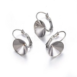 201 Stainless Steel Leverback Earring Findings, with 304 Stainless Steel Earring Hooks, Stainless Steel Color, 22x14.5x16mm, Tray: 14mm, Pin: 0.8mm(STAS-P210-29P)