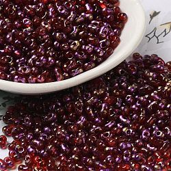 Spray Painted Glass Seed Beads, Peanut, Dark Red, 4~5x2~2.5x2~2.5mm, Hole: 0.8~0.9mm, about 8500pcs/pound(SEED-F005-06A-01)