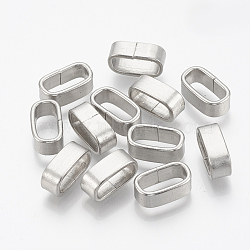 304 Stainless Steel Slide Charm, Rectangle Oval, Stainless Steel Color, 12.5x5x7mm, Hole: 4x10mm(STAS-T031-06)