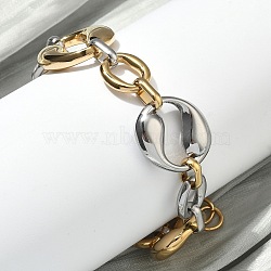 304 Stainless Steel Irregular Oval Link Chain Bracelets for Women, Ion Plating(IP), Long-Lasting Plated, Golden & Stainless Steel Color, Inner Diameter: 6.93 inch(17.6cm)(BJEW-D456-05GP-01)