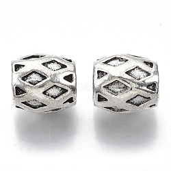 Tibetan Style Alloy European Beads, Large Hole Beads, Cadmium Free & Lead Free, Column with Rhombus, Antique Silver, 8.5x9.5mm, Hole: 4.5mm(X-TIBE-R317-048AS-LF)
