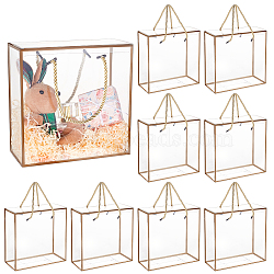 Transparent PP Plastic Gift Box, with Polyester Cord, Rectangle, Dark Goldenrod, 20x20x9cm(AJEW-WH0166-06A-02)