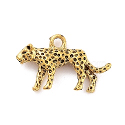 Tibetan Style Alloy Charms, Leopard, Antique Golden, 14x24x4mm, Hole: 2mm(FIND-G077-02AG)