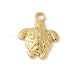 304 Stainless Steel Pendants, Turtle with Starfish Charms, Ion Plating(IP), Real 18K Gold Plated, 23x18x3mm, Hole: 2.5mm(STAS-Z122-29G)