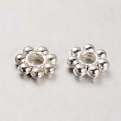 CCB Plastic Bead Spacers, Flower, Silver Color Plated, 6x2mm, Hole: 2mm(CCB-J029-83S)