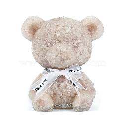 Resin Bear Display Decoration, with Natural Rose Quartz Chips inside Statues for Home Office Decorations, 155x130x180mm(PW-WG24074-04)