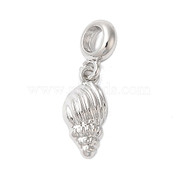 Rack Plating Alloy European Dangle Charms, Large Hole Conch Shell Shaped Pendants, Cadmium Free & Nickel Free & Lead Free, Platinum, 28mm, Hole: 5mm(PALLOY-S189-32P)