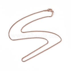 304 Stainless Steel Box Chain Necklaces for Men Women, Rose Gold, 18.50 inch(47cm)(NJEW-G091-01RG)