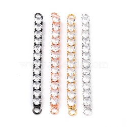 Brass Clear Round Cubic Zirconia Links Connectors, Long-Lasting Plated, Rectangle, Mixed Color, 58x4x3.5mm, Hole: 2.5mm(ZIRC-G170-23B)