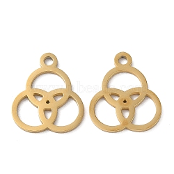 Ion Plating(IP) 304 Stainless Steel Charms, Laser Cut, Round Ring Trinity Charms, Golden, 14.5x12.5x1mm, Hole: 1.6mm(STAS-F300-10G)
