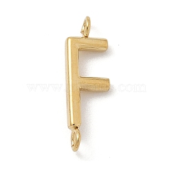 304 Stainless Steel Letter Connector Charms, Real 14K Gold Plated, Letter F, 12x3.5x2mm, Hole: 1.2mm(STAS-M108-01G-06)